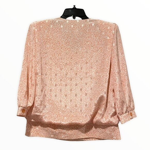 Vintage 80’s pink geometric layered blouson blouse - Picture 2 of 15